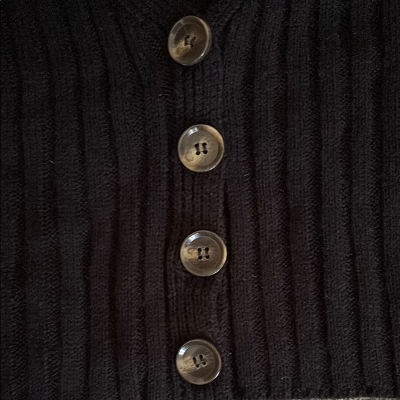 Black Ribbed Button-Up Sweater - Picture 3 of 3